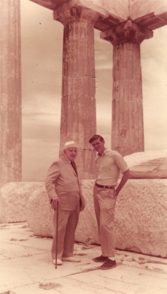 Bert Hodge Hill, always the perfect host, showing the Greek antiquities to young Nicholas Canaday Spitzer, grandson of Ward Canaday, President of the ASCSA Board of Trustees, 1957.